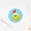 Monsters_Inc.___Mike_in_Santa_Hat_Classic_Round_Sticker_3 Monsters Inc. Mike In Santa Hat Classic Round Sticker