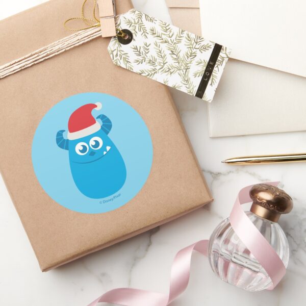 Monsters_Inc.___Sulley_Santa_Hat_Smile_Classic_Round_Sticker_5 Monsters Inc. Sulley Santa Hat Smile Classic Round Sticker