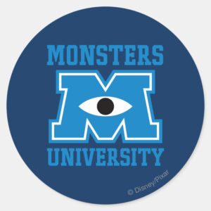 Monsters University Blue Logo Classic Round Sticker