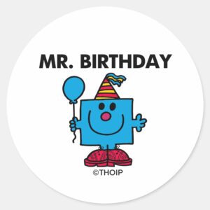 Mr. Birthday Happy Birthday Balloon Classic Round Sticker