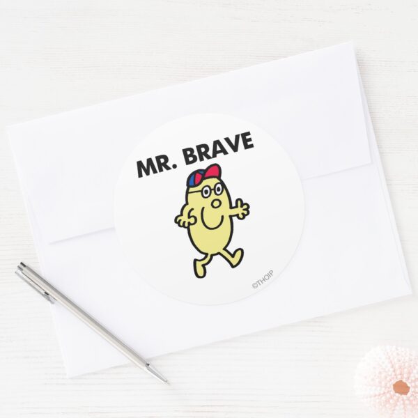 Mr._Brave_Waving_Hello_Classic_Round_Sticker_3 Mr. Brave Waving Hello Classic Round Sticker