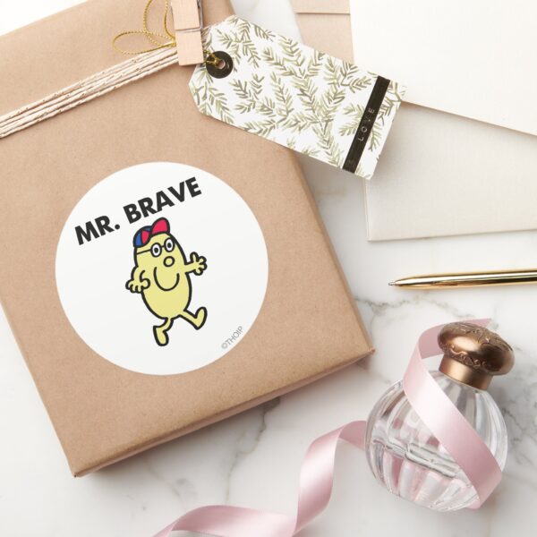 Mr._Brave_Waving_Hello_Classic_Round_Sticker_5 Mr. Brave Waving Hello Classic Round Sticker