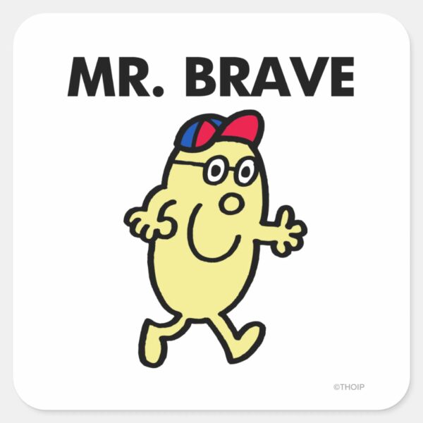Mr._Brave_Waving_Hello_Square_Sticker_1 Mr. Brave Waving Hello Square Sticker
