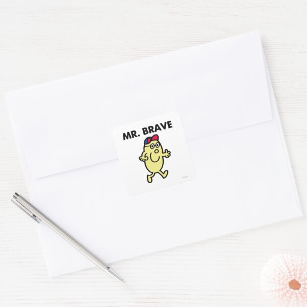 Mr._Brave_Waving_Hello_Square_Sticker_3 Mr. Brave Waving Hello Square Sticker