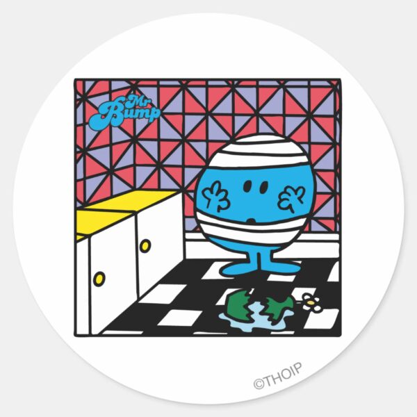 Mr._Bump___Kitchen_Accident_Classic_Round_Sticker_1 Mr. Bump Kitchen Accident Classic Round Sticker
