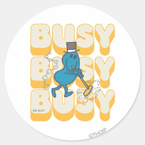 Mr._Busy_Sweeping_Quickly_Classic_Round_Sticker_1 Mr. Busy Sweeping Quickly Classic Round Sticker