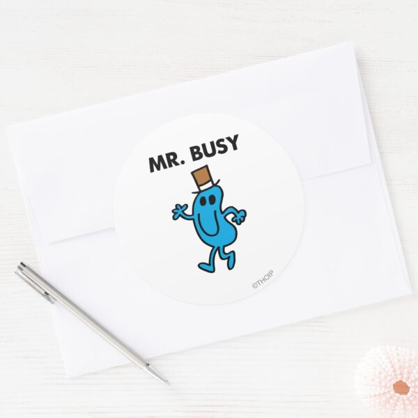 Mr._Busy_Waving_Hello_Classic_Round_Sticker_3 Mr. Busy Waving Hello Classic Round Sticker