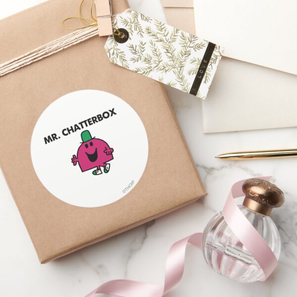 Mr._Chatterbox_Waving_Hello_Classic_Round_Sticker_5 Mr. Chatterbox Waving Hello Classic Round Sticker