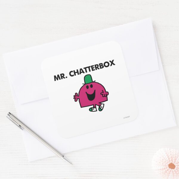 Mr._Chatterbox_Waving_Hello_Square_Sticker_3 Mr. Chatterbox Waving Hello Square Sticker
