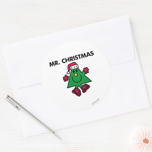 Mr._Christmas___Festive_Hat_&_Gloves_Classic_Round_Sticker_3 Mr. Christmas Festive Hat Gloves Classic Round Sticker