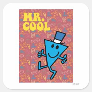 Mr. Cool Colorful Background Square Sticker