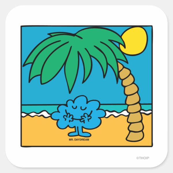 Mr._Daydream_Beach_Scene_Square_Sticker_1 Mr. Daydream Beach Scene Square Sticker