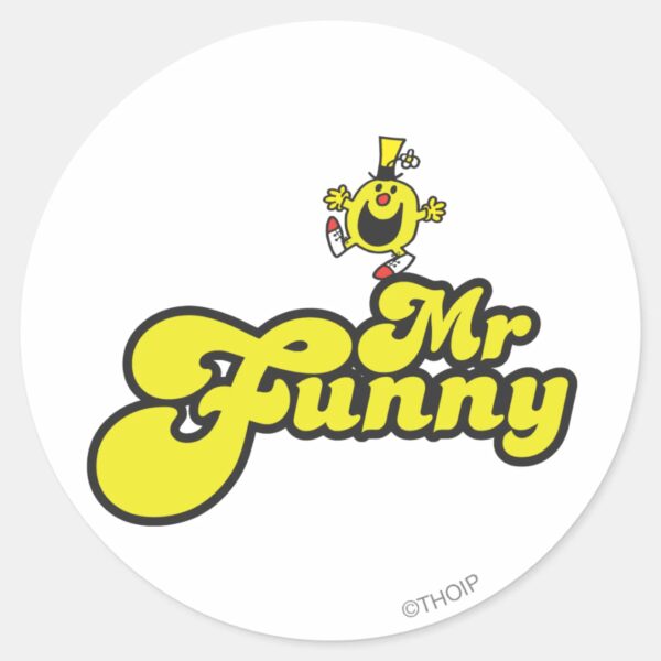 Mr._Funny_Dancing_On_His_Name_Classic_Round_Sticker_1 Mr. Funny Dancing On His Name Classic Round Sticker