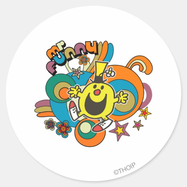 Mr._Funny___Colorful_Stars_&_Swirls_Classic_Round_Sticker_1 Mr. Funny Colorful Stars Swirls Classic Round Sticker