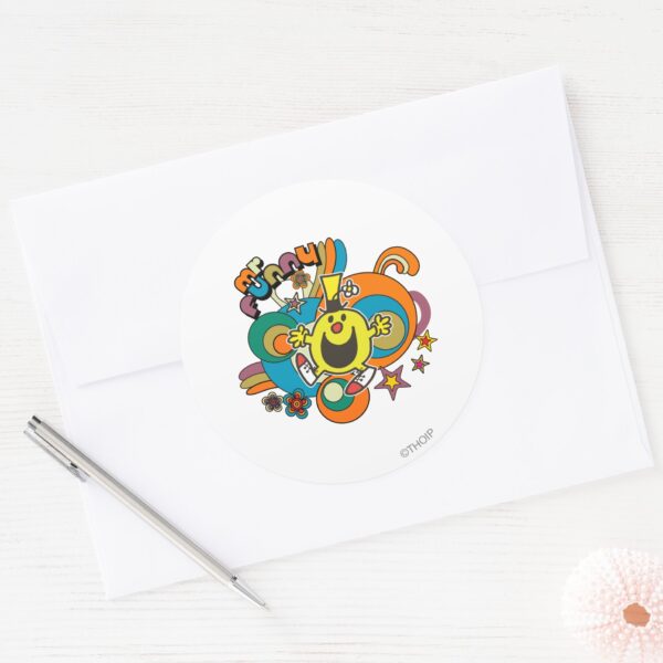 Mr._Funny___Colorful_Stars_&_Swirls_Classic_Round_Sticker_3 Mr. Funny Colorful Stars Swirls Classic Round Sticker