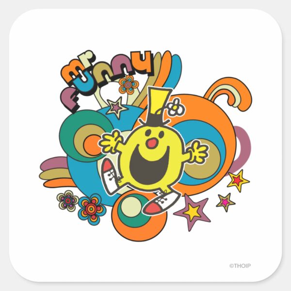 Mr._Funny___Colorful_Stars_&_Swirls_Square_Sticker_1 Mr. Funny Colorful Stars Swirls Square Sticker