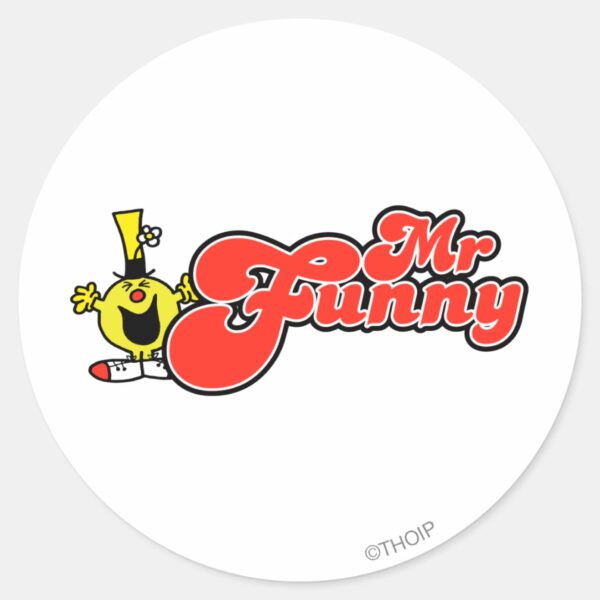Mr._Funny___Red_Lettering_Classic_Round_Sticker_1 Mr. Funny Red Lettering Classic Round Sticker
