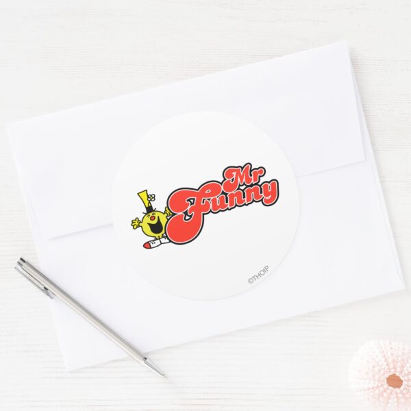 Mr._Funny___Red_Lettering_Classic_Round_Sticker_3 Mr. Funny Red Lettering Classic Round Sticker