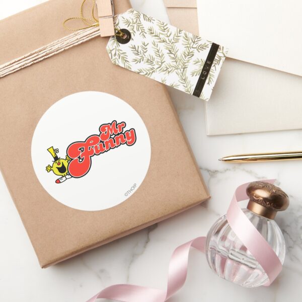 Mr._Funny___Red_Lettering_Classic_Round_Sticker_5 Mr. Funny Red Lettering Classic Round Sticker