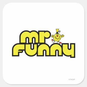 Mr. Funny Yellow Lettering Square Sticker