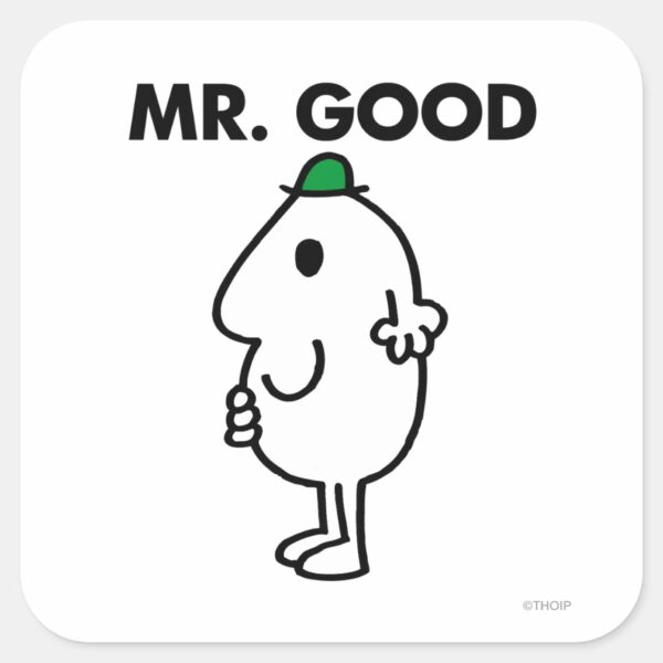 Mr. Good Green Hat Square Sticker