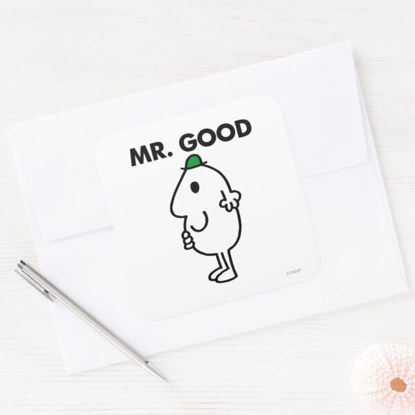 Mr. Good Green Hat Square Sticker