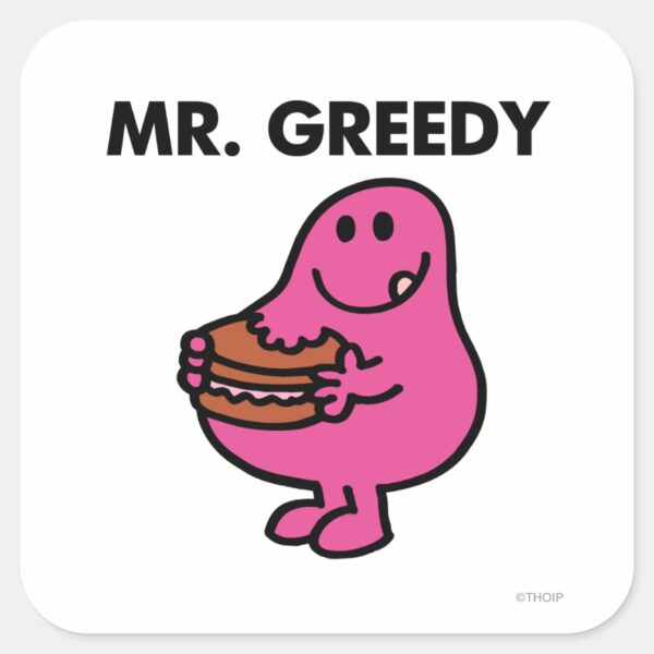 Mr._Greedy_Eating_Cake_Square_Sticker_1 Mr. Greedy Eating Cake Square Sticker