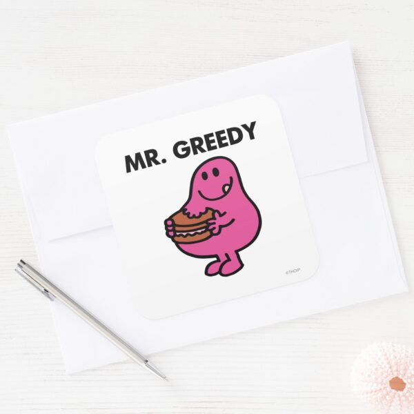 Mr._Greedy_Eating_Cake_Square_Sticker_3 Mr. Greedy Eating Cake Square Sticker