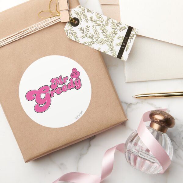 Mr._Greedy_Standing_Around_Classic_Round_Sticker_5 Mr. Greedy Standing Around Classic Round Sticker