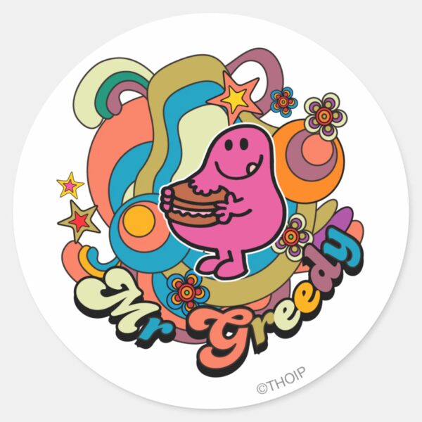 Mr._Greedy___Colorful_Swirls_&_Stars_Classic_Round_Sticker_1 Mr. Greedy Colorful Swirls Stars Classic Round Sticker