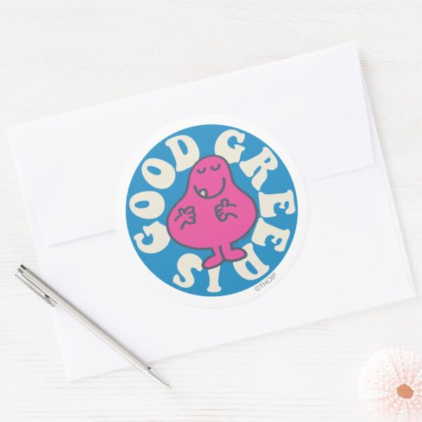 Mr._Greedy___Greed_Is_Good_Classic_Round_Sticker_3 Mr. Greedy Greed Is Good Classic Round Sticker