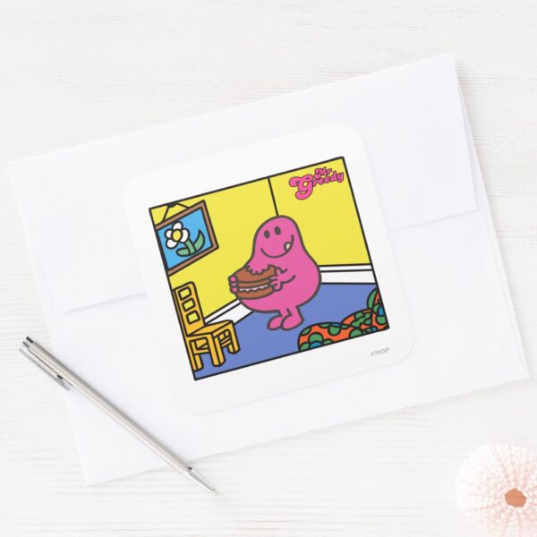 Mr. Greedy Living Room Eating Square Sticker