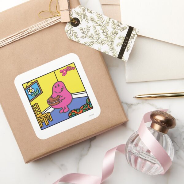 Mr. Greedy Living Room Eating Square Sticker