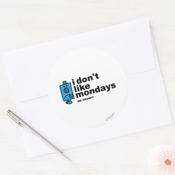Mr._Grumpy_Does_Not_Like_Monday_Classic_Round_Sticker_3 Mr. Grumpy Does Not Like Monday Classic Round Sticker