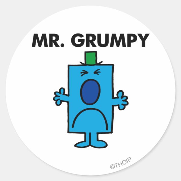 Mr._Grumpy___Frowning_Face_Classic_Round_Sticker_1 Mr. Grumpy Frowning Face Classic Round Sticker