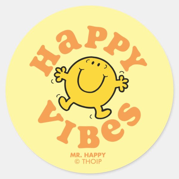 Mr._Happy_Vibes_Classic_Round_Sticker_1 Mr. Happy Vibes Classic Round Sticker