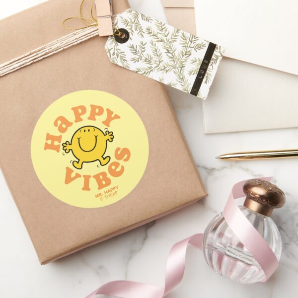 Mr._Happy_Vibes_Classic_Round_Sticker_5 Mr. Happy Vibes Classic Round Sticker
