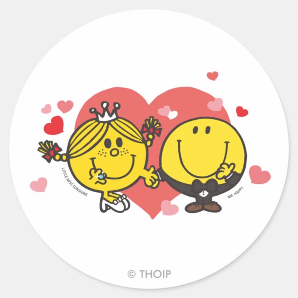 Mr._Happy_&_Little_Miss_Sunshine_Wedding_Classic_Round_Sticker_1 Mr. Happy Little Miss Sunshine Wedding Classic Round Sticker