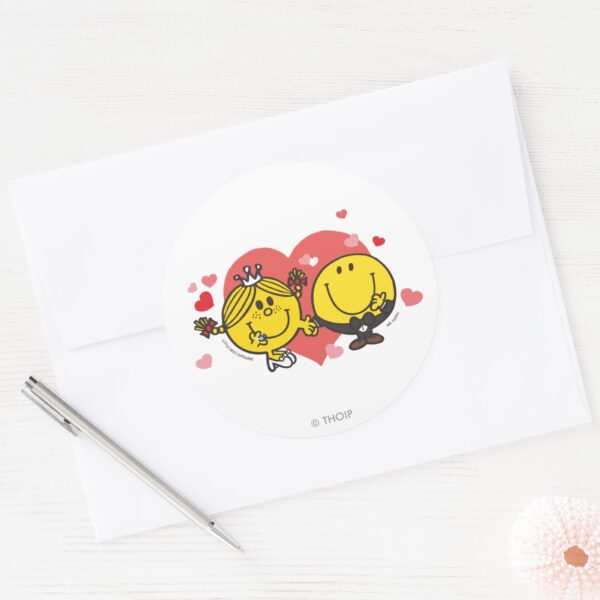 Mr._Happy_&_Little_Miss_Sunshine_Wedding_Classic_Round_Sticker_3 Mr. Happy Little Miss Sunshine Wedding Classic Round Sticker