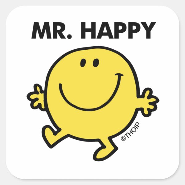 Mr._Happy___Dancing_&_Smiling_Square_Sticker_1 Mr. Happy Dancing Smiling Square Sticker