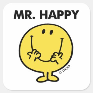 Mr. Happy Giant Smiley Face Square Sticker