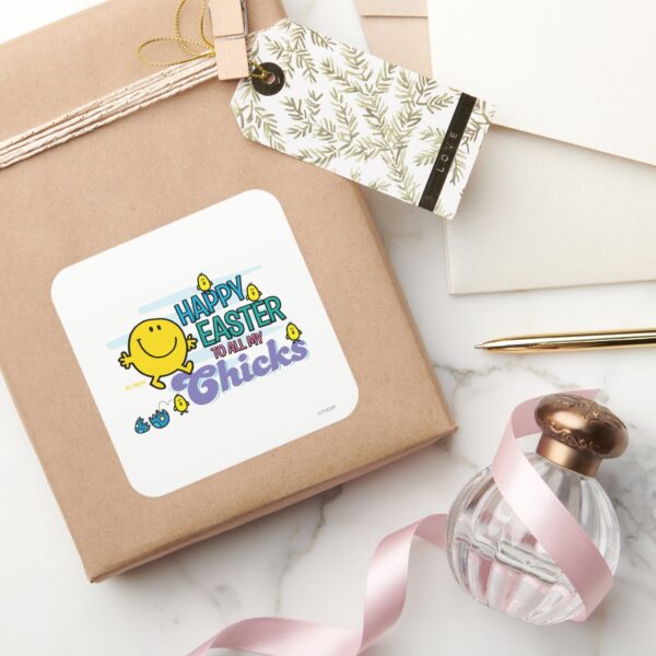 Mr._Happy___Happy_Easter_To_All_My_Chicks_Square_Sticker_5 Mr. Happy Happy Easter To All My Chicks Square Sticker