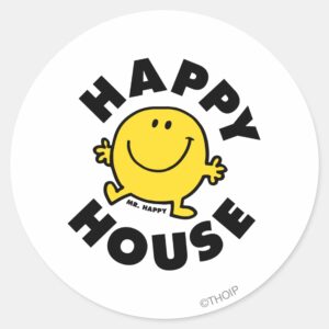 Mr. Happy Happy House Classic Round Sticker
