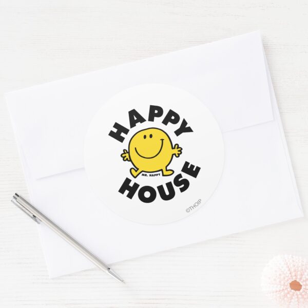 Mr._Happy___Happy_House_Classic_Round_Sticker_3 Mr. Happy Happy House Classic Round Sticker