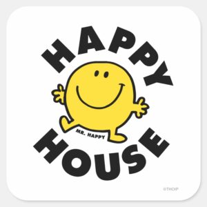 Mr. Happy Happy House Square Sticker