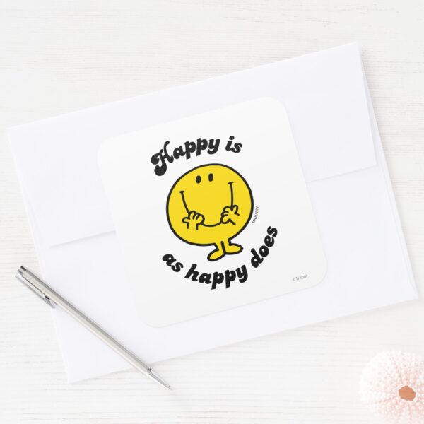 Mr._Happy___Happy_Is_As_Happy_Does_Square_Sticker_3 Mr. Happy Happy Is As Happy Does Square Sticker
