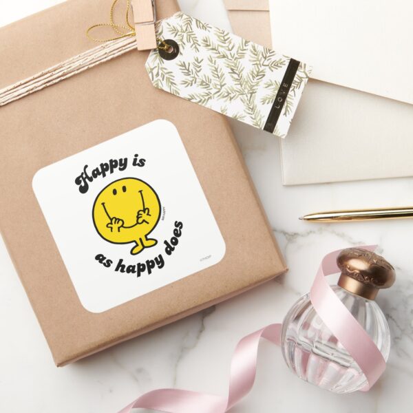 Mr._Happy___Happy_Is_As_Happy_Does_Square_Sticker_5 Mr. Happy Happy Is As Happy Does Square Sticker