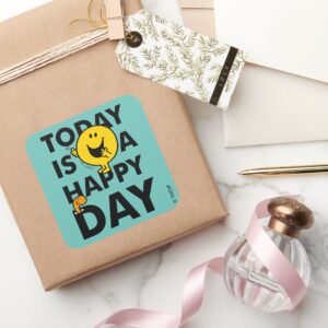 Mr. Happy Today Is A Happy Day Square Sticker