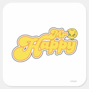 Mr. Happy Yellow Lettering Square Sticker