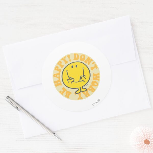 Mr._Happy's_Happy_Motto_Classic_Round_Sticker_3 Mr. Happys Happy Motto Classic Round Sticker